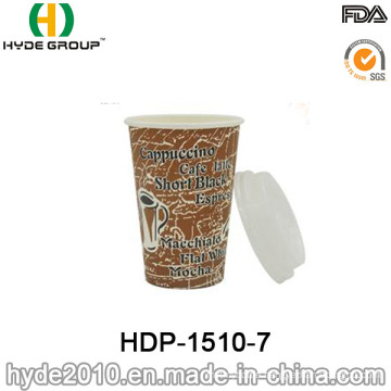 Single Wall Disposable 12oz Coffee Paper Cup with Lid (HDP-1510-7)